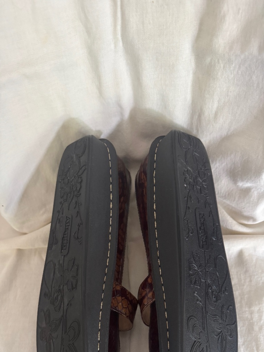 ALEGRIA FELIZ MARY JANE COMFORT SHOES BROWN SNAKE PRINT PATENT LEATHER - SIZE 41 - Picture 5 of 7